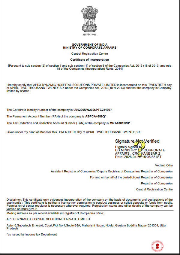 Certificate of Incorporation